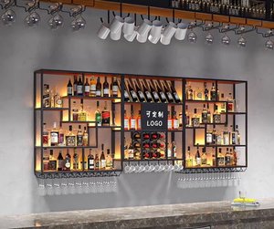 モダンなデザイン壁に取り付けられた鉄ワインラックバーレストラン用赤ワインディスプレイキャビネット - Product Image 2