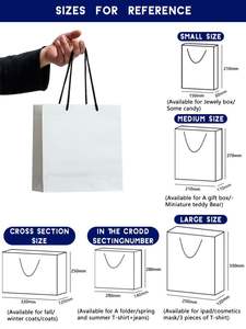 Bolsa de Papel para Compras con Estampado en Caliente, Bolsa de Papel de Lujo Personalizada para Ropa, Fiestas, Color Rosa y Blanco, para Regalo con Asa de Listón - Product Image 5