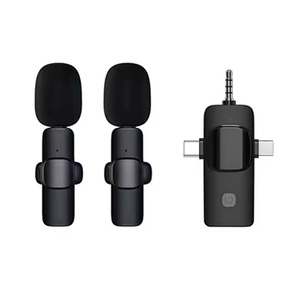 Fábrica 3 en 1 Micrófono dual Lavalier Micrófono inalámbrico Micrófono portátil con clip iPhone Laptop Cámara Escritorio de mano - Product Image 1