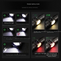Lampe torche à zoom en alliage d'aluminium LED+COB, 9 modes de gradation, 1500 lumens, lampe torche multifonctionnelle à lumière puissante avec base magnétique