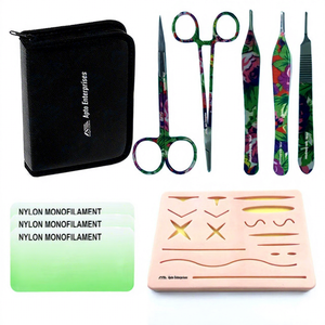 Customized Professional Manual Surgical <b>Kit</b> Stainless Steel Scissor Hemostatic Forceps Scalpel Handle <b>Suture</b> Pad Medic - Product Image 1