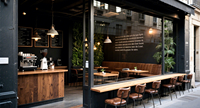 Comptoir de bar à café en bois sur mesure |   Mobilier de café éclairé par LED pour la décoration intérieure |   Aménagements sur mesure pour café, design de boutique de café
