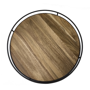 Organizador de cocina al por mayor, bandeja giratoria redonda de madera de acacia <span class=keywords><strong>Lazy</strong></span> <span class=keywords><strong>Susan</strong></span> de 18 pulgadas con lado de acero para armario de encimera - Product Image 3