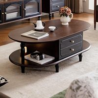 Table basse moderne en bois massif, durable, écologique, facile à nettoyer, style mid-century, avec tiroirs de rangement, pour appartement, hôtel, salon, maison