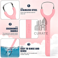 Grattoir à langue coloré, nettoyeur de langue portable avec poignée ergonomique, grattoir à langue en acier inoxydable et en plastique pour adultes et enfants