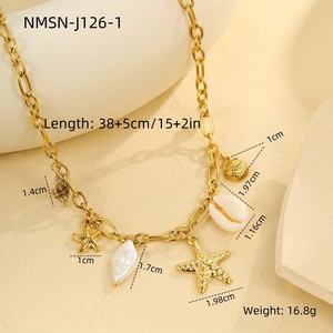 Boho Beach Jewelry Seashell Collar de acero inoxidable PVD Acrílico Concha Estrella de mar Encantos Joyería de verano a prueba de agua - Product Image 3