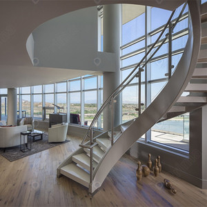 <span class=keywords><strong>Escalier</strong></span> incurvé gracieux par Prima avec <span class=keywords><strong>escalier</strong></span> de forme rapide et <span class=keywords><strong>escalier</strong></span> de balustrade lisse pour les maisons de qualité supérieure - Product Image 1