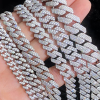 Collier chaîne cubaine en argent sterling S925 avec moissanite, style hip-hop glacé, pour hommes, passe le test du diamant, certificat GRA