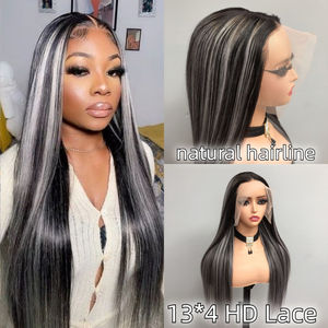 Holesale latlatinum lonlonde <span class=keywords><strong>Balayage</strong></span> lack n lack one traight trauman Air IG rey ighlight re luclucked 13*4 ACE ront igigs - Product Image 3
