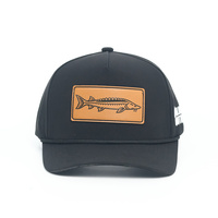 Casquette laser 5 panneaux de haute qualité avec patch en cuir et logo brodé en corde noire