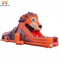 Parcours d'obstacles gonflable géant sur le thème des animaux pour enfants et adultes, en PVC, capacité 300 kg, garantie 3 ans
