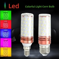 Ampoules LED Candelabres 12W 16W E14 E27, Ampoules LED Corn, Lumière Rouge Bleue Verte, pour Fêtes, Mariages, Noël, Classées IP44, Alimentées par Courant Alternatif