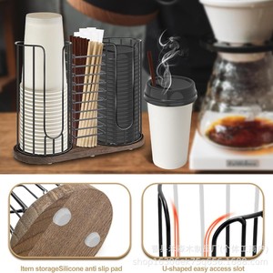 Disposable Paper Cup Holder Wrought Iron Storage Rack Desktop Organizer Multipurpose Standing Type Rectangle Shape - Product Image 4