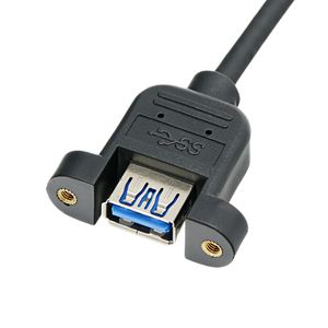 Cable de extensión USB 3.0 macho a hembra en ángulo recto con orificios para tornillos para transferencia de datos - Product Image 3