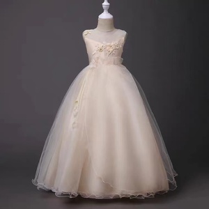 Nastro bianco con perline senza maniche una linea Champagne pizzo su Tulle Chiffon Tutu fiore ragazze bambini abiti da <span class=keywords><strong>sposa</strong></span> per bambine - Product Image 6