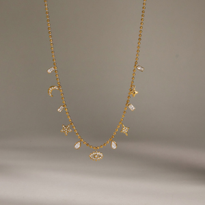 Collar con Colgante de Estrella y Luna con Ojo Turco, Chapado en Oro de 18K, de Acero Inoxidable, con Cadena de Cuentas, para Mujer, de J&D Jewelry - Product Image 6