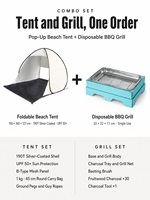 Tente de plage avec ensemble de barbecue jetable pour le camping en bord de mer, pique-nique, barbecue, fête familiale en plein air