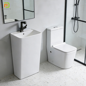 Appareil sanitaire moderne Toilette au sol Toilette de salle de bain et évier sur piédestal Ensemble céramique à lavage une pièce <span class=keywords><strong>WC</strong></span> Ensemble toilette - Product Image 1