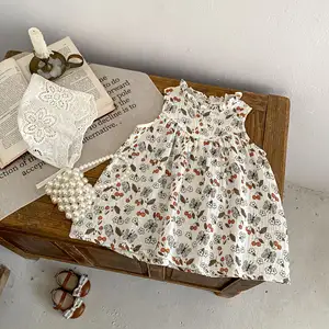 Vestidos sin mangas con estampado de flores para niños Engepapa, ropa informal de verano para niños, vestidos de algodón para niñas