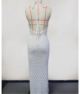 Vestido de Playa Casual de Verano para Mujer, Estilo Informal, con Cuello en V, Tejido de Punto, con Cinturón, Calado, 3 Colores Disponibles - Product Image 2