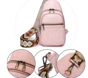 2024 mới nhất Boho tuyên bố Nhiều màu Chevron thêu dây đeo <span class=keywords><strong>3</strong></span> dây kéo cổ điển Vegan da sling Túi - Product Image 6