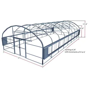 Kit rumah kaca komersial Semir sayuran rentang tunggal bingkai pertanian terowongan film plastik rumah kaca stroberi untuk dijual