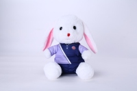Porte-clés en peluche doux personnalisé en forme de lapin, fabriqué en Chine, avec emblème et contour sur mesure