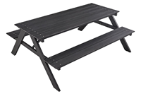 XY-best WPC Mobilier d'extérieur Patio Park Chaise longue Jardin Extérieur Banc en bois Table à manger Ensemble de table de pique-nique en aluminium