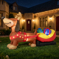 Décoration de jardin de Noël gonflable Yulong en Oxford, renne et traîneau du Père Noël, avec LED, gonflable, pour extérieur, 2,4 m