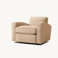 Fauteuil d'appoint moderne en tissu rembourré avec accoudoirs larges, base noire, pour salon, chambre, hôtel, salle de séjour, villa