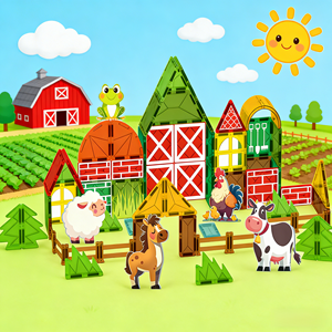 Nouvelles Idées de Produits 2026 : Ensemble de Briques Magnétiques de Construction, Jouets 3D Grands Animaux de la <span class=keywords><strong>Ferme</strong></span>, Tuiles Magnétiques pour Enfants - Product Image 1