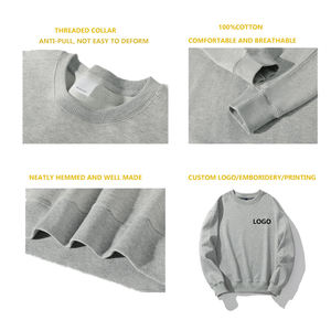 고품질 OEM 풀오버 단색 플러시 무지 조거 화이트 크루넥 면 맞춤형 후드 크루넥 스웨트셔츠 도매 - Product Image 3