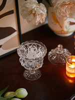 Pot de rangement en verre de style européen rétro gaufré vintage avec couvercle, pour bijoux et cure-dents, décoration, Chine continentale