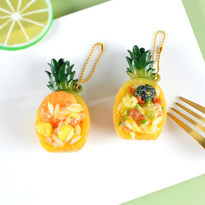 Modelo de juguete de comida de PVC con simulación de piña y arroz frito de Yangzhou, miniatura de arroz frito con huevo, adorno de comida, juguete DIY - Product Image 4