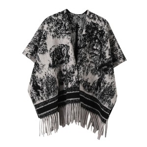 उच्च अंत विंटेज लंबे पुराने पुराने कपड़े पहनने वाले सर्दियों के पॉलिएस्टर पर्यटक सजावट शॉल के लिए नई स्याही पेंटिंग शॉल - Product Image 5