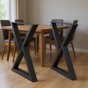 Black Powder Coated Steel X Shaped Dining <b>Table</b> <b>Legs</b> 27.6 Inch Leveling Furniture <b>Leg</b> Industrial Design - Product Image 2