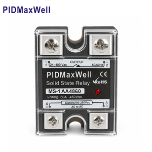 PIDMaxWell MS-1AA4860 60A Relé de Estado Sólido (SSR) Monofásico de CA con Comutación por Cero para Montaje en Panel para Calefacción Industrial - Product Image 1