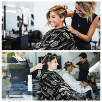 Wanmei Outils de coiffure : Cape de barbier à imprimé vintage, Cape de coupe de cheveux avec brosse dépoussiérante pour le cou, Flacon pulvérisateur pour salon de coiffure