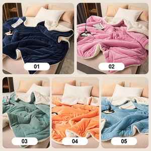 <span class=keywords><strong>Manta</strong></span> de felpa de cordero gruesa de doble capa, mantas de lana de felpa para cama, sofá, Mantas cálidas, colcha - Product Image 5