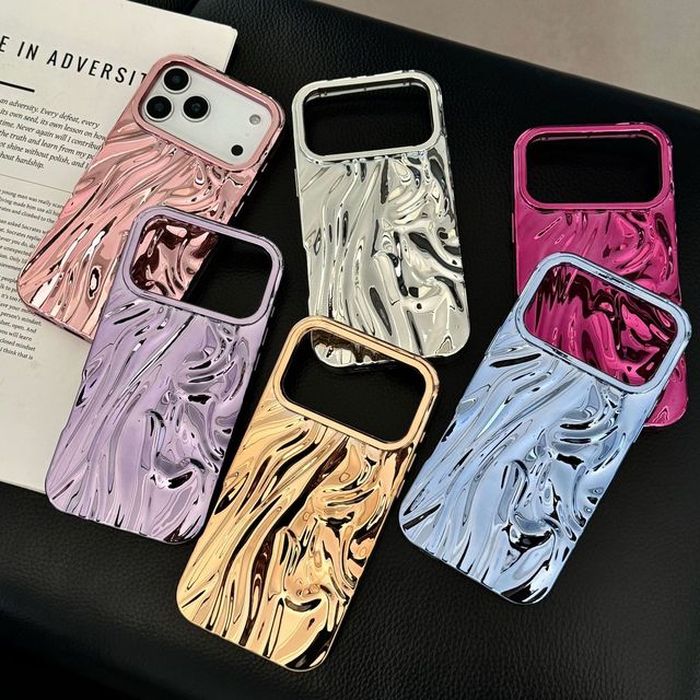 2026 Hot Plating Electroplated 3D Wrinkles Glitter Phone Case for iPhone 17 Pro Max 16 15 14 13 Shockproof Silicone Back Cover
