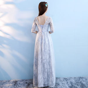 Eleganti Abiti da Sera Economici in Pizzo Grigio per Ragazze, Abiti da <span class=keywords><strong>Damigella</strong></span> per Matrimoni - Product Image 5