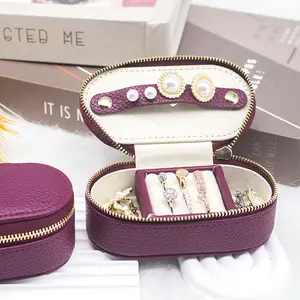 Mini Jewellery Case Ring Organizer Storage Necklace Package Small Pu Leather Travel Jewelry Box Zipper
