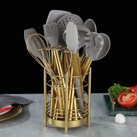 Peralatan Dapur Silikon Stainless Steel Peralatan Masak Warna Emas untuk Koki Rumah Tangga Set Peralatan Masak Silikon