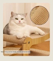 Lit pour chat à double étage, griffoir en sisal, maison pour chat en MDF, grand espace pour plusieurs chats avec rideau amovible, mobilier pour animaux de compagnie d'intérieur