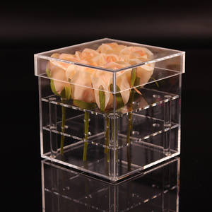Boîte <span class=keywords><strong>de</strong></span> présentation <span class=keywords><strong>de</strong></span> fleurs <span class=keywords><strong>de</strong></span> rose en acrylique transparent <span class=keywords><strong>de</strong></span> haute qualité carrée transparente avec 9 trous Boîte <span class=keywords><strong>de</strong></span> présentation élégante - Product Image 2