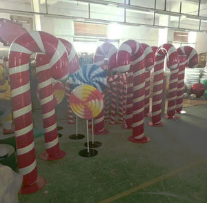 Decoración Navideña Comercial, Estatua Gigante de Fibra de Vidrio con Forma de Piruleta para Tienda de Dulces, Escena Navideña - Product Image 4