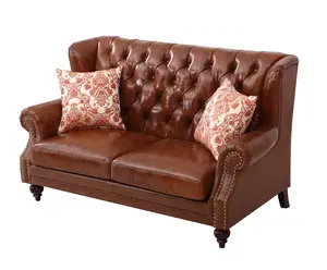 2023 популярная новая концепция классического коричневого кожаного дивана