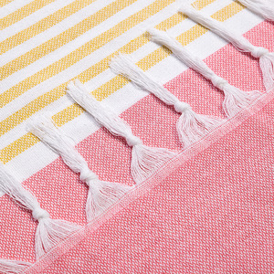 Toalla de playa de algodón a rayas de 100x180 cm de secado rápido con borlas para uso en piscina y playa - Product Image 3