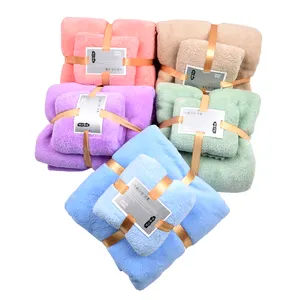 New Popular Household Products Towels Pink Purple White 35*75cm 70*140cm 2 in 1 Towel Set Microfiber Luxury Bath Towel Set