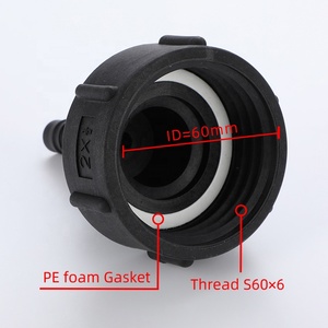 S60x6 Destekli Dikenli Bağlantı Parçası 2 inç Kaba Dişli Hortum Ucu, Bahçe Tarla Sulama Kimyasal Drenaj IBC Tank Adaptörü - Product Image 3